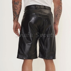 Shorts en cuir pour hommes de haute qualité, personnalisables avec logo, pour la gym et l'entraînement, avec poches, 100% cuir, vente en gros. - Product Image 2