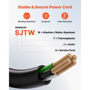 Scatola di Ingresso Alimentazione Generatore 30A con Cavo SJTW da 3m 125/250V NEMA L14 30P/30R, Cavo di Prolunga per Impieghi Gravosi - Product Image 4