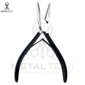 Pinzas Profesionales de Acero Inoxidable de 5.5 Pulgadas con Boca Plana para Extensiones de Cabello, Mango Negro, para Micro Anillos, Nano Beads y Extensiones de Bucle - Product Image 4