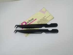 New Customize Handle Design Black Plasma Eyelash Tweezers Custom Logo Sharp Fine Tip Hand <b>Tested</b> Volume L shape EyeLash Tweezers - Product Image 4