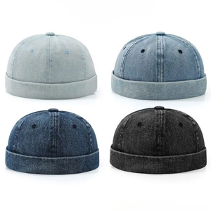 Casquette Docker en jean tendance, bonnet sans bord, bonnet uni, casquette de marin, bonnets, casquette bob, casquette ajustable pour homme et femme - Product Image 5