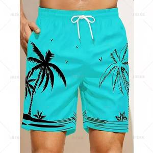 Men's <b>Light</b> Blue <b>Pineapple</b> Print Board Shorts Quick Dry Drawstring Waist Casual Swim Trunks with Pockets - Product Image 4