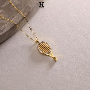 Pendentif Raquette de Tennis Diamantée de Luxe en Or Massif 10K 14K, Collier Breloque Scintillant Thème Sportif, Bijou Fin, Cadeau pour Elle - Product Image 6