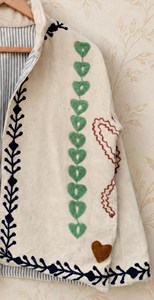 Holiday Trending Hand Embroidered <b>White</b> Velvet Suzani Embroidered <b>Jacket</b> Boho Statement Coat Festival Wear Oversized Outwear - Product Image 5