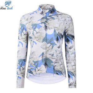 Maillot de cyclisme personnalisé OEM pour femme, manches longues, motif floral, séchage rapide, écologique, anti-humidité, pour la route - Product Image 1
