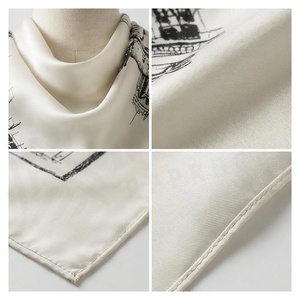 Women's <b>Square</b> <b>Silk</b> <b>Scarf</b> Hand Drawn City Print Elegant Multi-Functional Fashion Accessory All Seasons - Product Image 4