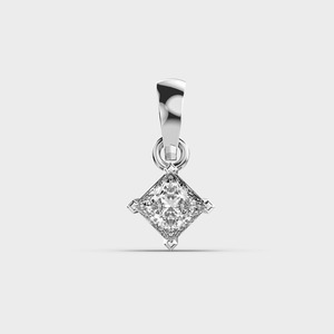 Pendentif solitaire en diamant de laboratoire taille princesse certifié IGI, en or jaune/rose et or blanc 14 carats, serti en forme de cerf-volant moderne - Product Image 1