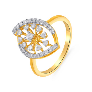 Bague Halo en Diamant de Laboratoire Leafy Bloom en Or Jaune 18K avec Pavé-Cushion et Filigrane Intricat pour Mariage et Anniversaire - Product Image 1