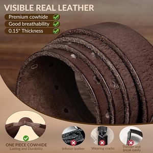 Cinturón Casual de Cuero Genuino con Hebilla Rectangular Plateada, Ancho y Resistente, Accesorio para Oficina y Trabajo - Product Image 4