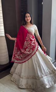 Women's <b>Purple</b> Orange Pink Lehenga Choli Cotton Traditional Wedding <b>Dress</b> Floor-Length Loose Fit All Seasons India Pakistan Styl - Product Image 4