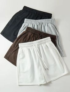 Shorts Bermuda Homme en Coton Uni avec Cordon de Serrage, Taille Mi-Haute Décontractée, Respirant, Poches Tricotées, Style Urbain, Écologique - Product Image 6