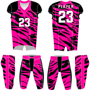 Ensemble d'uniformes de football américain personnalisés, respirant, 100% polyester, séchage rapide, col en V, short et pantalon, bretelles réglables - Product Image 6
