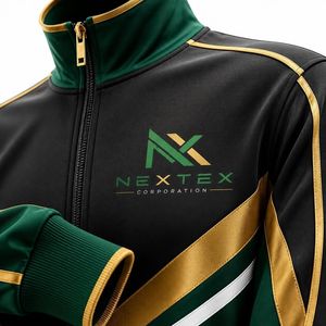 Wholesale Custom Design Green <b>Black</b> Gold Tracksuit <b>Jacket</b> and Pants Set - Product Image 6