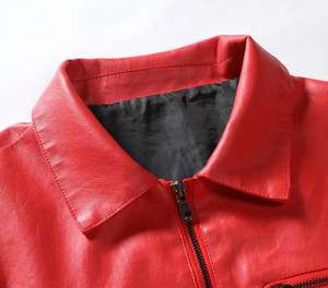 Nouvelle veste en cuir décontractée pour homme, fermeture éclair, style motard avec poches, nouveau design - Product Image 5