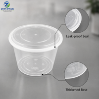 Zmh 63oz Contenant alimentaire jetable en plastique PP écologique avec couvercle anti-fuite, logo personnalisable, pour plats à emporter en restauration