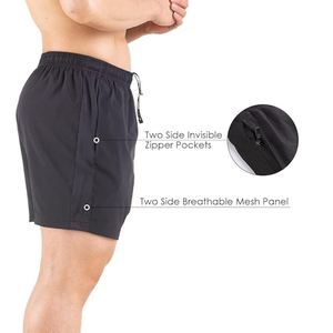 Pantalones cortos para hombre de color liso, de secado rápido, con cordón en la cintura y bolsillos, pantalones cortos informales de poliéster tejido, pantalones cortos de cintura media - Product Image 3