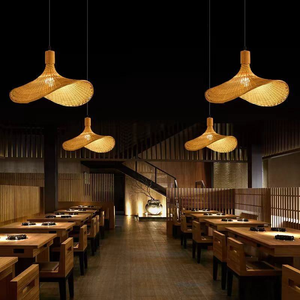 Lustre suspendu en rotin tressé, lumière incandescente pour salon de thé, salle à manger, maison de thé - Style zen japonais et chinois antique - Product Image 1
