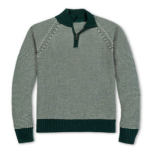 Pull en tricot géométrique vert et blanc pour homme, col zippé 1/4, coupe classique, automne, décontracté, 100% acrylique - Product Image 6