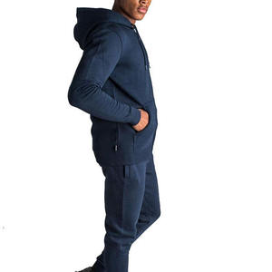 Ensemble de survêtement pour homme, imprimé bleu marine, avec sweat à capuche zippé et pantalon de jogging, deux pièces, sportswear décontracté - Product Image 2