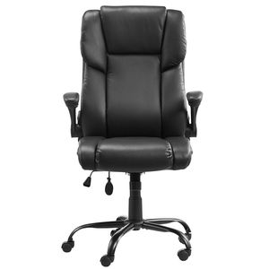 Sedia da Ufficio Direzionale con Capacità di 136 kg, Materiale in Poliestere e PU, Braccioli Ribaltabili, Cuscino Lombare, Supporto Lombare Regolabile in Altezza - Product Image 1