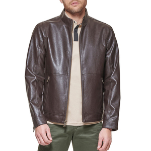 Men's Customizable Genuine Cowhide Leather <b>Jacket</b> Fully Handcrafted Winter Wholesale Waterproof Breathable <b>Mandarin</b> <b>Collar</b> - Product Image 1