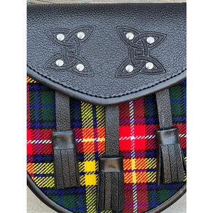 Kilt Sporran Negro Semi-Formal con Correa de Cadena - Kilt Buchanan Tartan Sporran Hecho a Mano Personalizado - Product Image 4
