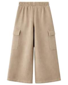 Pantalones Deportivos Cargo Anchos Color Caqui Personalizados para Mujer, Cintura Elástica, Pantalones Casuales de Forro Polar, Corte Holgado, Ropa Urbana, Pantalones Cómodos para Invierno - Product Image 1