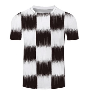 T-shirt à manches courtes pour homme, sublimation, motif géométrique, col rond, respirant, coupe régulière, style décontracté, 100% polyester tricoté - Product Image 1