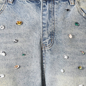 Pantalon évasé pour homme, couleur unie, orné de strass, coupe droite, léger, décontracté, taille mi-haute, pour l'extérieur, best-seller - Product Image 6