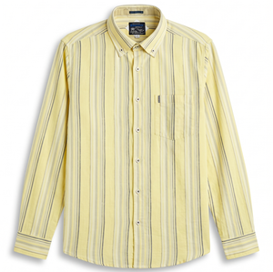 Camisa de Verano Enovate para Hombre, de Lino/Algodón, a Rayas, Casual, de Doble Botonadura, Transpirable, con Cuello Abotonado y Manga Larga, ODM - Product Image 1