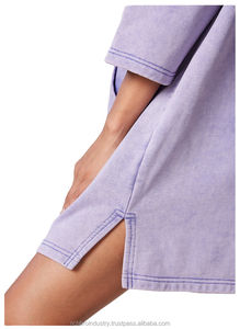 Vestido Sudadera Morado para Mujer 100% Algodón Estilo Urbano Oversize con Capucha Personalizada, Lavado Ácido y Cuello con Capucha, Adorno Frontal de Lentejuelas - Product Image 6