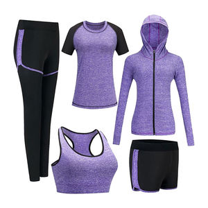 Latest Women fitness wear five piece workout outfit yoga gym training suit comfortable sports exercise clothing set for ladies - Product Image 2