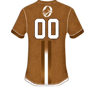 Caramel <b>Brown</b> White Athletic Sports Jersey Crew Neck Vertical Stripe Breathable Training Team Performance Baseball Uniform <b>Shirt</b> - Product Image 2