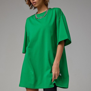 Robe T-shirt Femme Coupe Droite Col Rond Manches Courtes Couleur Unie Coton Jersey Respirant Séchage Rapide Style Urbain Été - Product Image 3