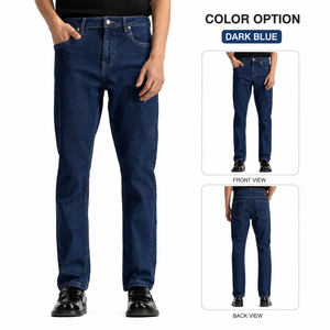 Jeans de Mezclilla para Hombre, Corte Recto, Cintura Media, Ajuste Regular, Algodón, Estilo Casual, Otoñal, Color Sólido, Teñido Liso, Aspecto Lavado - Product Image 3