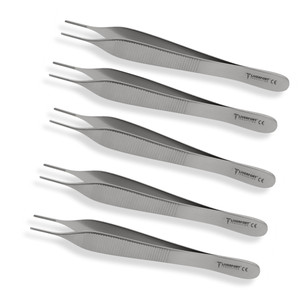 Pinces Adson Premium 5 pièces non dentées 12 cm, micro-pinces pour chirurgie esthétique, instruments chirurgicaux en acier inoxydable CE - Product Image 1