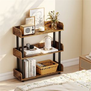 Libreria Industriale Rustica Marrone a 3 Ripiani, 33 Libbre per Ripiano, Organizzatore con Protezioni Anti-Caduta per Hotel - Product Image 2