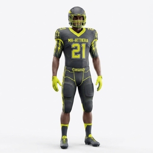 Custom Black Lime American Football Uniform <b>Padded</b> Jersey <b>Pants</b> Set Team Sports Apparel - Product Image 3