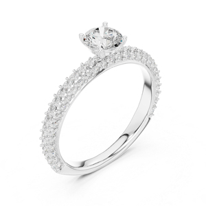 แหวนหมั้นเพชรทรงกลมทองคำโรสโกลด์ 14K สำหรับผู้หญิง |   เพชรที่เพิ่งเพาะเลี้ยง - Product Image 6
