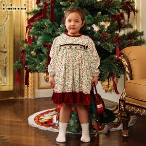 Robe en velours côtelé smockée décontractée pour filles, collection automne, avec broderie, 100 % coton, coupe mini trapèze, certifiée OEKO-TEX, vente en gros ODM - Product Image 4