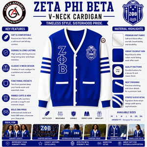 เสื้อคาร์ดิแกนอะคริลิกปักลายถักสำหรับผู้หญิง Zeta Phi Beta Finer |   ZOB Sorority ชุดปักลายสไตล์วินเทจสำหรับสุภาพสตรี - Product Image 5
