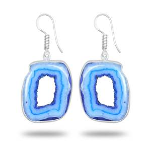 Wholesale Bohemian Window Solar Druzy Silver Plated <b>Dangle</b> <b>Earrings</b> New Design Gemstone Mainly Made Brass for Party At Best - Product Image 2