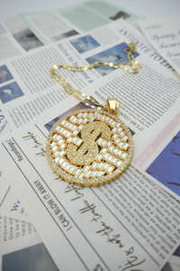 Collares de Moda con Colgante Redondo Chapado en Oro Estilo Hip Hop Punk con Diamantes Incrustados y Símbolo de Dinero Funky - Product Image 6