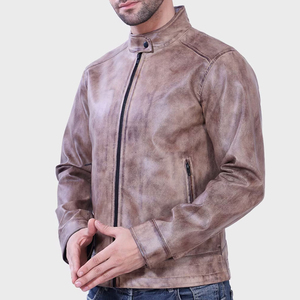 Chaquetas de Cuero Personalizadas para Hombre 2026, Chaqueta de Cuero con Diseño de Cuello Alto y Logotipo Frontal - Product Image 3