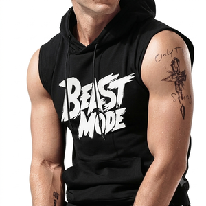 Sudadera con Capucha sin Mangas de Felpa de Algodón para Hombre, Sudadera con Capucha para Entrenamiento Físico, Fabricante de Ropa Personalizada OEM ODM, Sudadera con Capucha sin Mangas para Hombre - Product Image 5