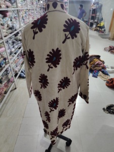 Black Velvet Woven Embroidered Long Jacket Floral Pattern <b>Open</b> Front Women's Vintage Casual Autumn Outerwear Gift - Product Image 6