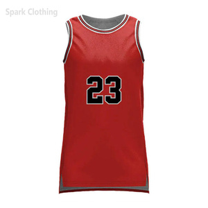 Wholesale Custom Basketball Jersey Men's Sleeveless Red Black Custom Number Sublimated Print Breathable Polyester Tank <b>Top</b> - Product Image 1