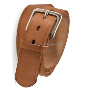 Ceinture à la mode décontractée simple couche en cuir marron clair pour hommes dans toutes les tailles et couleurs personnalisées avec boucle en laiton nickelé - Product Image 1