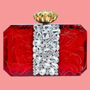 Luxury Eco-Friendly Resin Box <b>Clutch</b> Stones Crystals Pearl Knob Bridal Purse Bridesmaid Bag Evening Designer Handbag <b>Bride</b> - Product Image 4