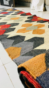 Tribal Boho Handwoven Wool Jute <b>Runner</b> <b>Rug</b> Geometric Kilim Carpet Rustic Farmhouse Floor Decor for Hallway Bedroom Living Room - Product Image 3